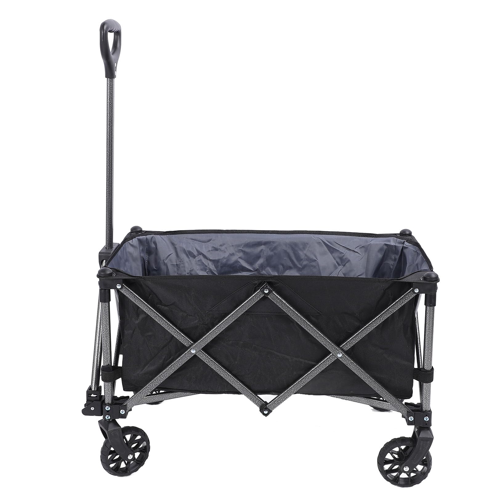 100 L Polyester Stahl Outdoor Hilfsprogramm Klappbare Autowagen Car Car Camp für Sporteinkaufslager Schwarz