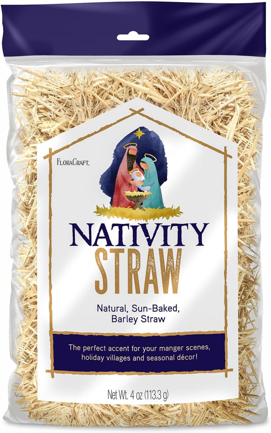 FloraCraft Decorative Nativity Straw 4 Ounce Natural