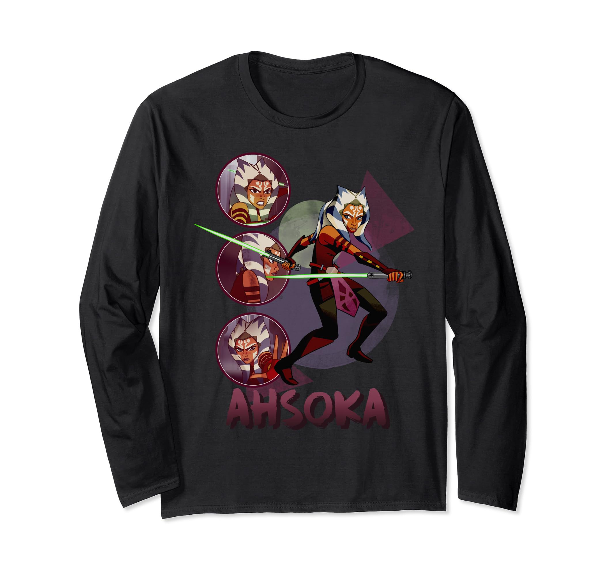 Star Wars Forces of Destiny Ahsoka Expression Shapes Long Sleeve T-Shirt, Black