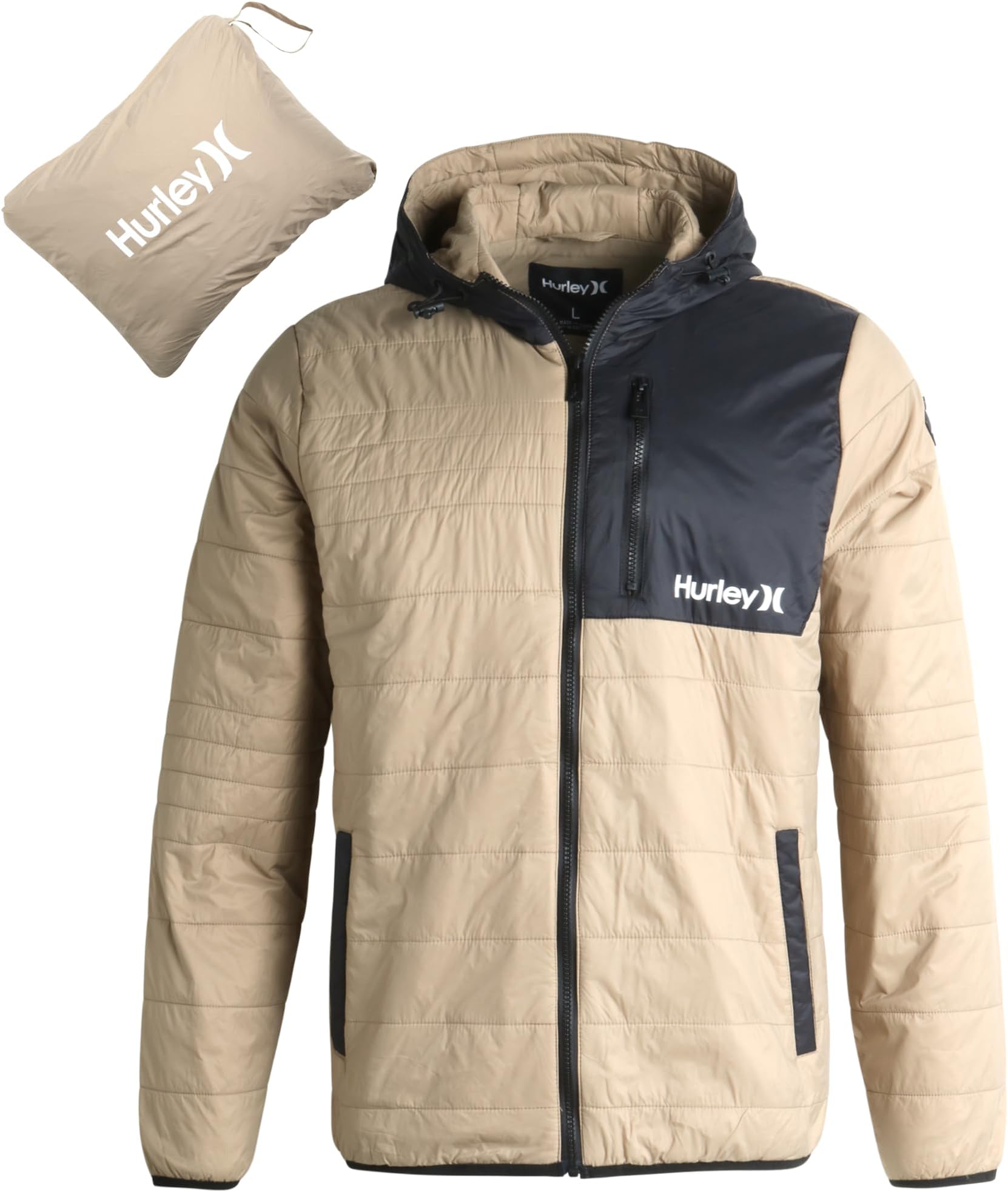 Hurley Mens Puffer Jacket - Lightweight Packable Insulated Winter Coat for Men - Weather Resistant Quilted Outdoor Jacket