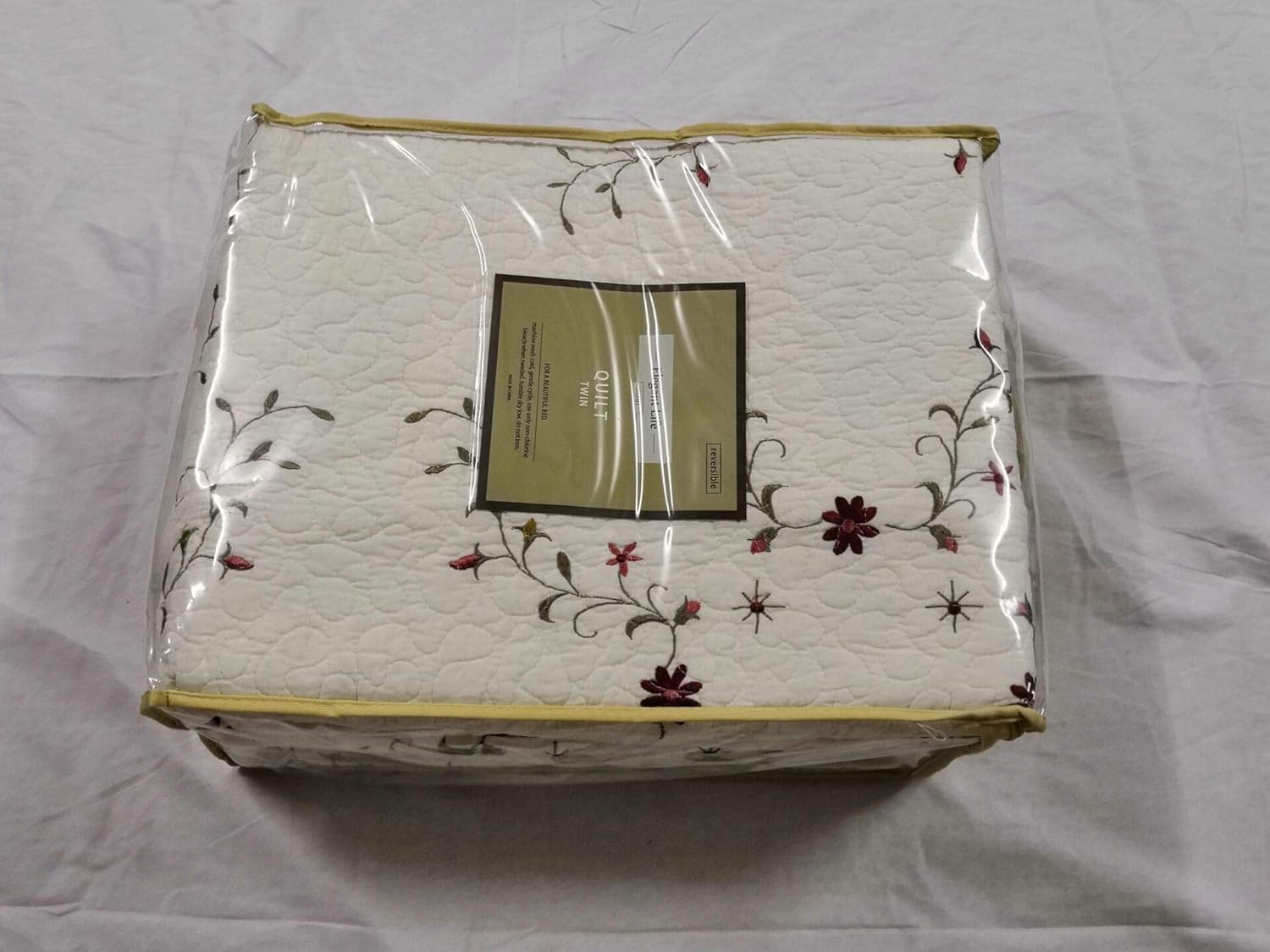 100% Cotton Quilted Bedspread, Luxury Amelia Embroidered Bedspread White Embroidered Flower Quilted Blanket Gift Idea for Girl Women (King 1 Quilt 2 Sham Set)