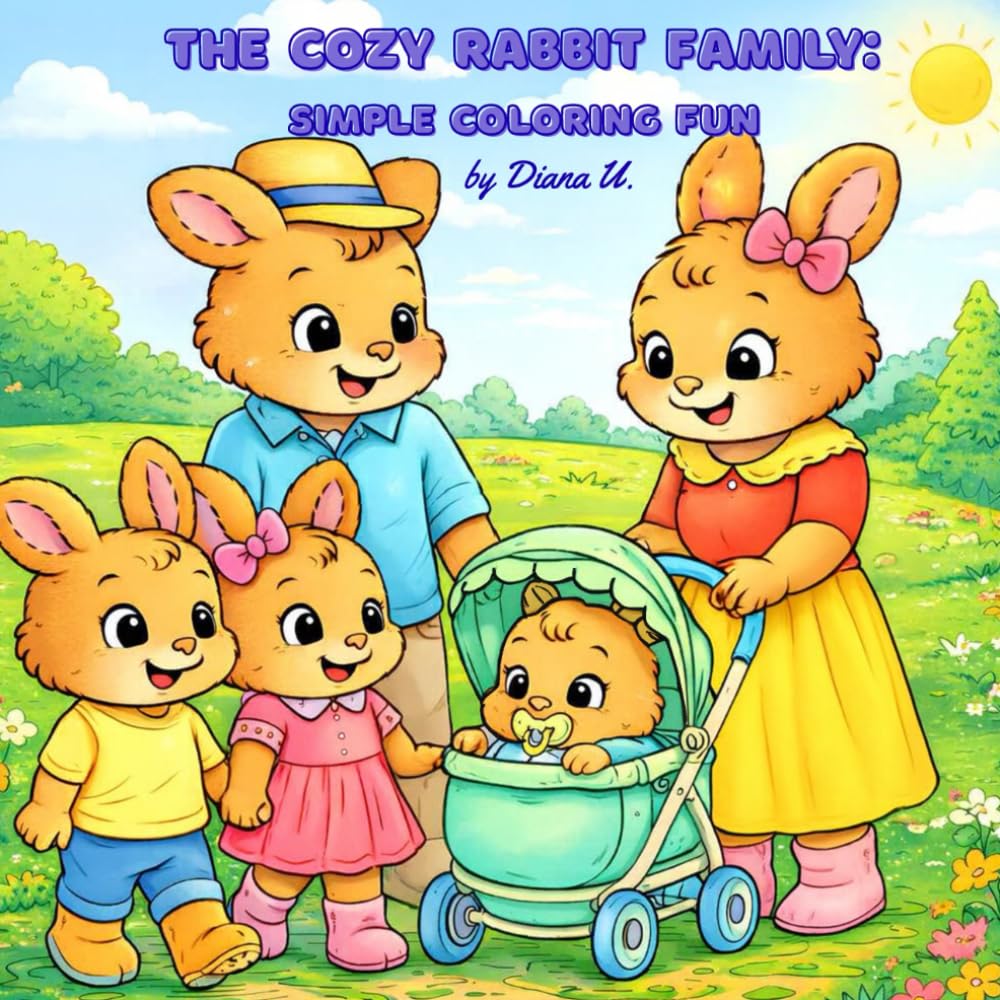 The cozy rabbit family: simple coloring fun