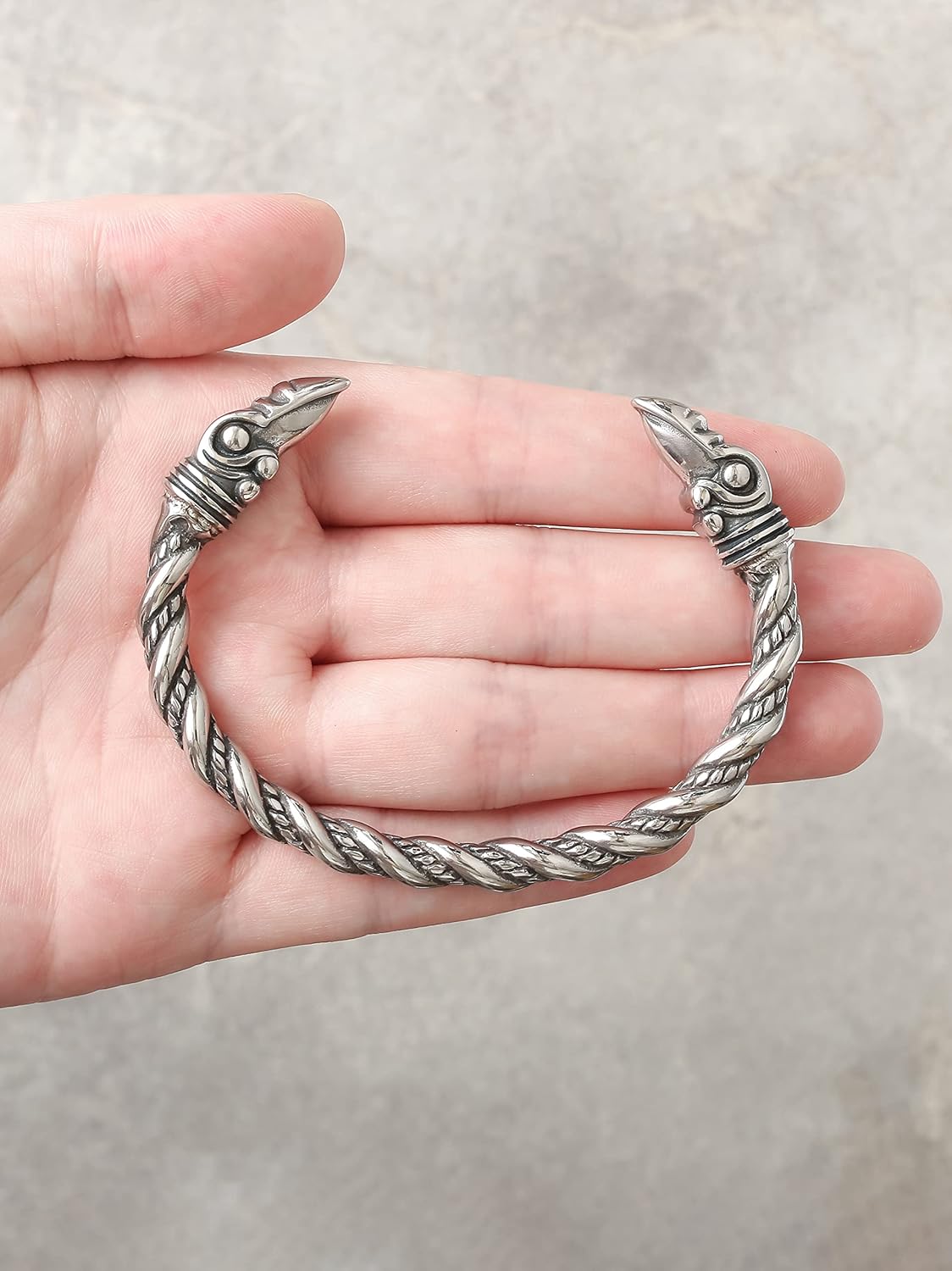 HAQUIL Stainless Steel Viking Twisted Cuff Bracelet, Viking Arm Ring for Men, Viking Jewelry Gift for Men