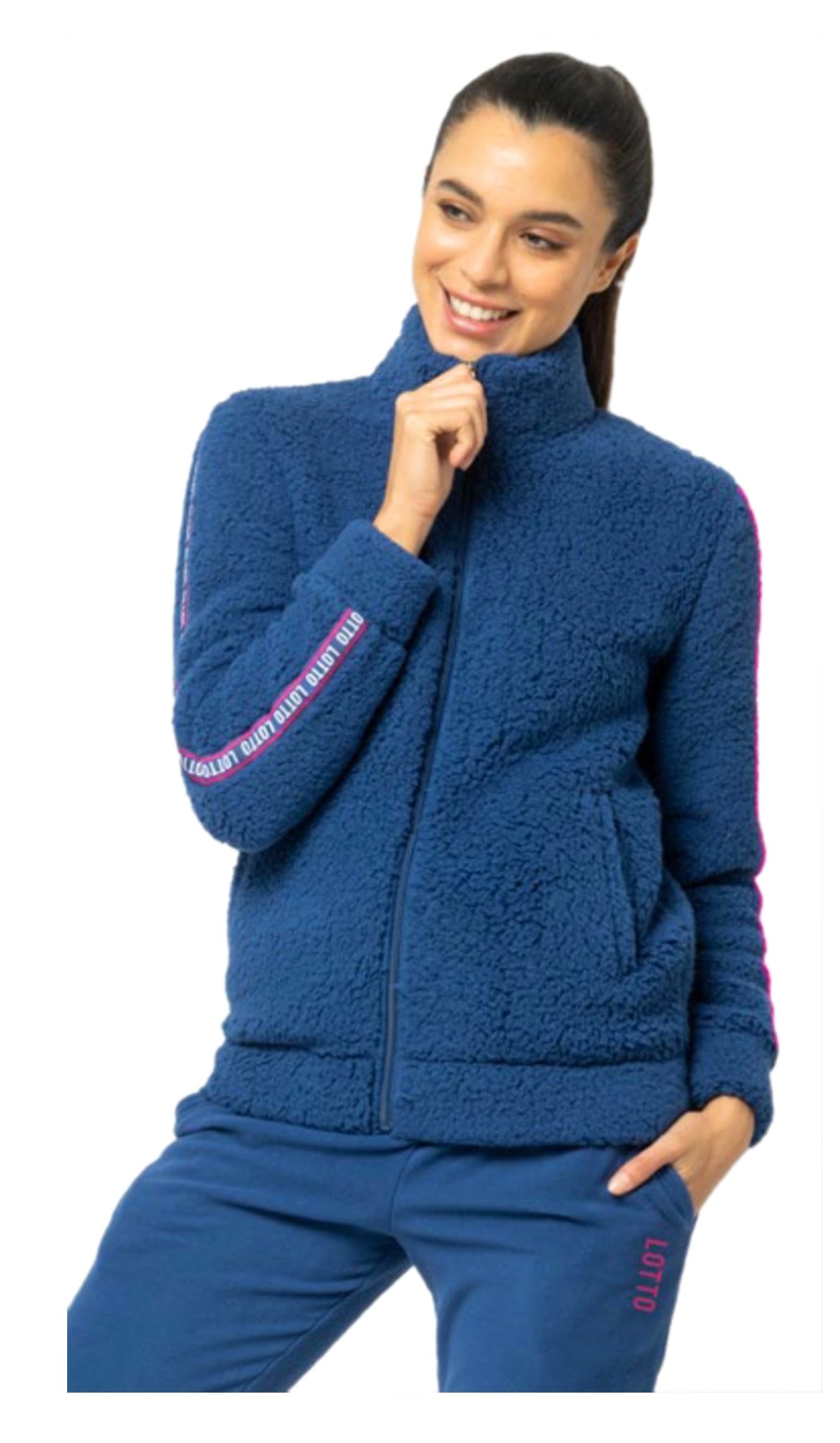LOTTO Tuta Donna in Pile con Zip Intera - Tuta in Pile Sherpa Effetto Agnellato - Tuta Donna Invernale Termica - Tuta Donna Completa