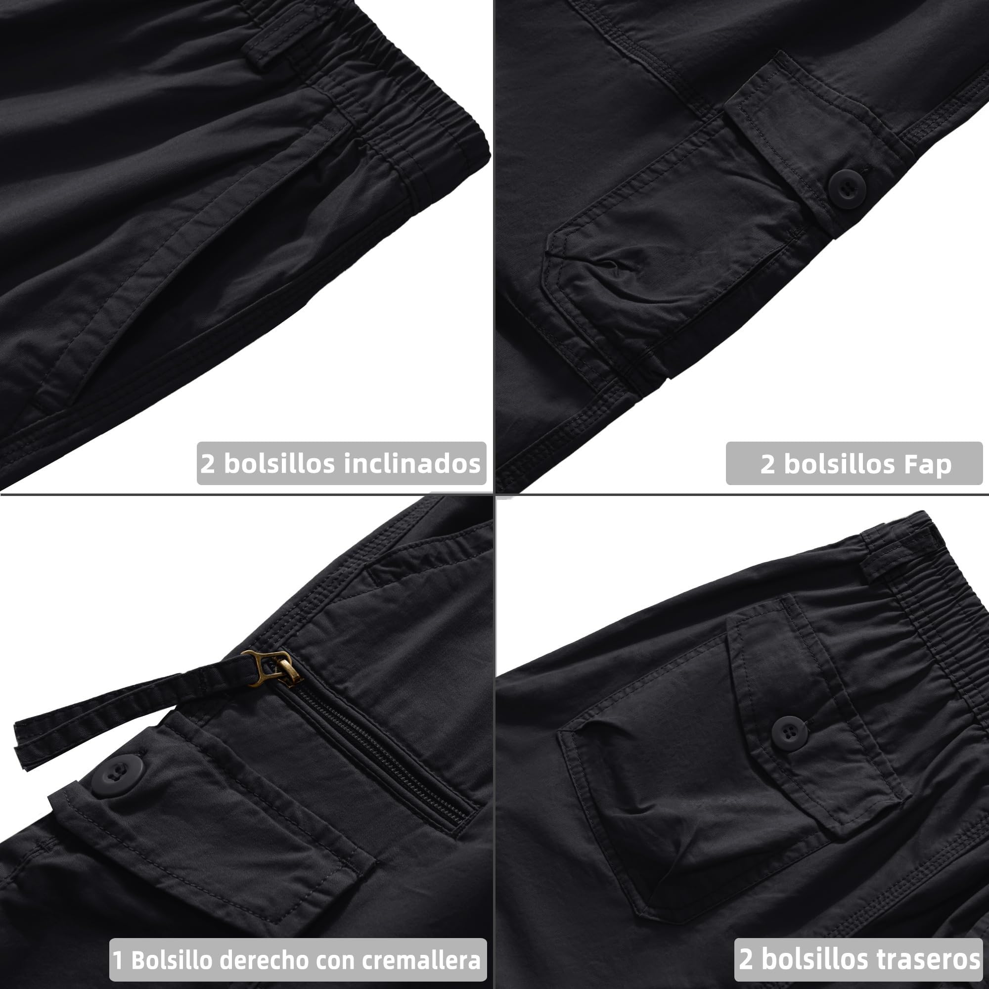 KEFITEVD Pantalones Cargo Hombre Algodón Bolsillos Múltiples Corte Cómodo | Pantalones cargo hombre de algodón con bolsillos múltiples y corte cómodo, casual para uso diario y actividades exteriores