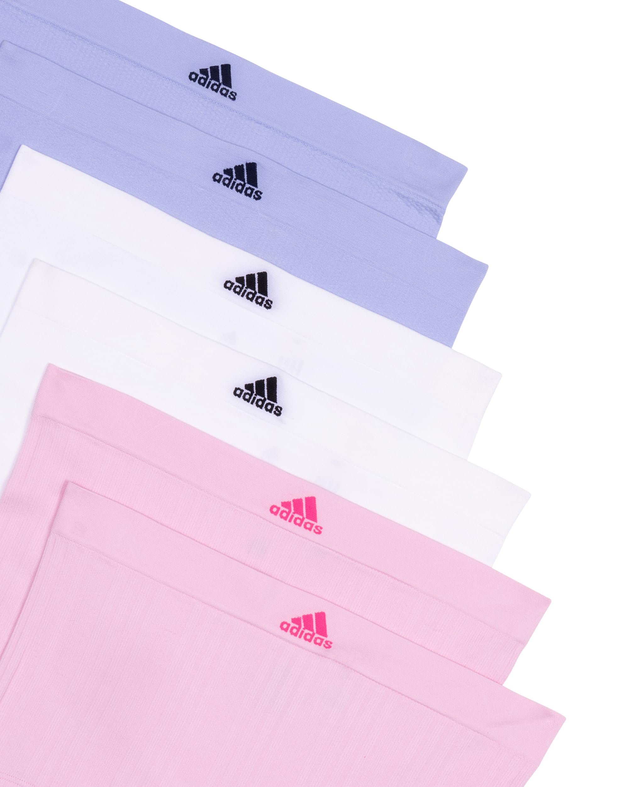 adidas Damskie krótkie majtki chłopięce, Wonder Pink żebrowany/biały/fioletowy odcień, S