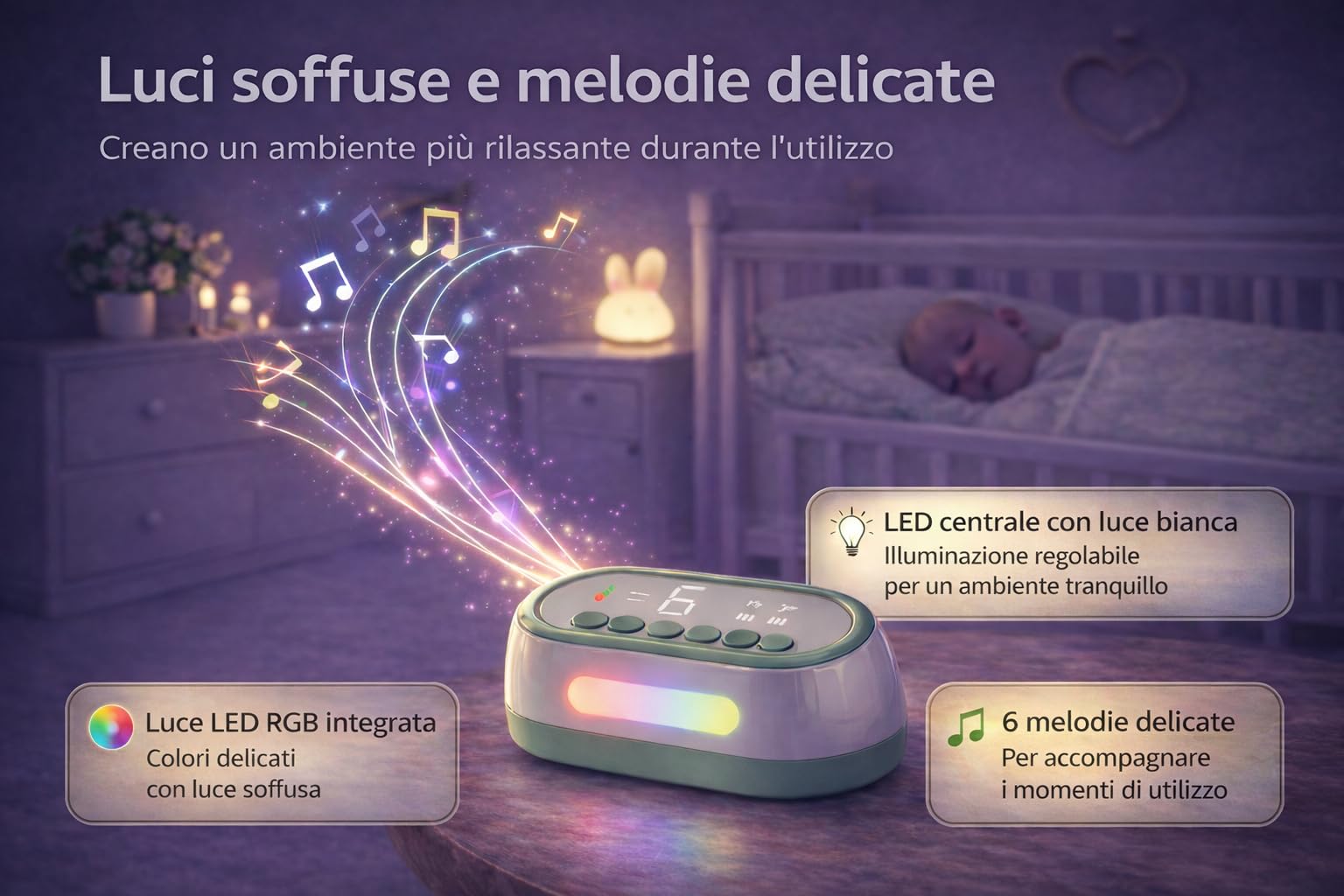 Aspiratore Nasale Elettrico NuvioTech, per Neonati e Bambini, ricaricabile, Funzione aspirazione pulsata, Display Digitale, Funzione Musicale e Luminosa, Include 50 Filtri e Accessori
