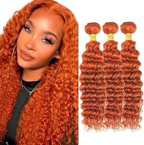 #350 Ginger Orange Bundles Human Hair Deep Wave Human Hair Bundles 28 28 28 Inch