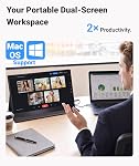 Ingnok Portable Monitor for Laptop,Dual USB C Plug and Play,15.6Inch | 1080P, easy to setup, with protective cover, built-in speakers, Mini HDMI ecran portatif pour laptop,Mac,mini PC,60Hz