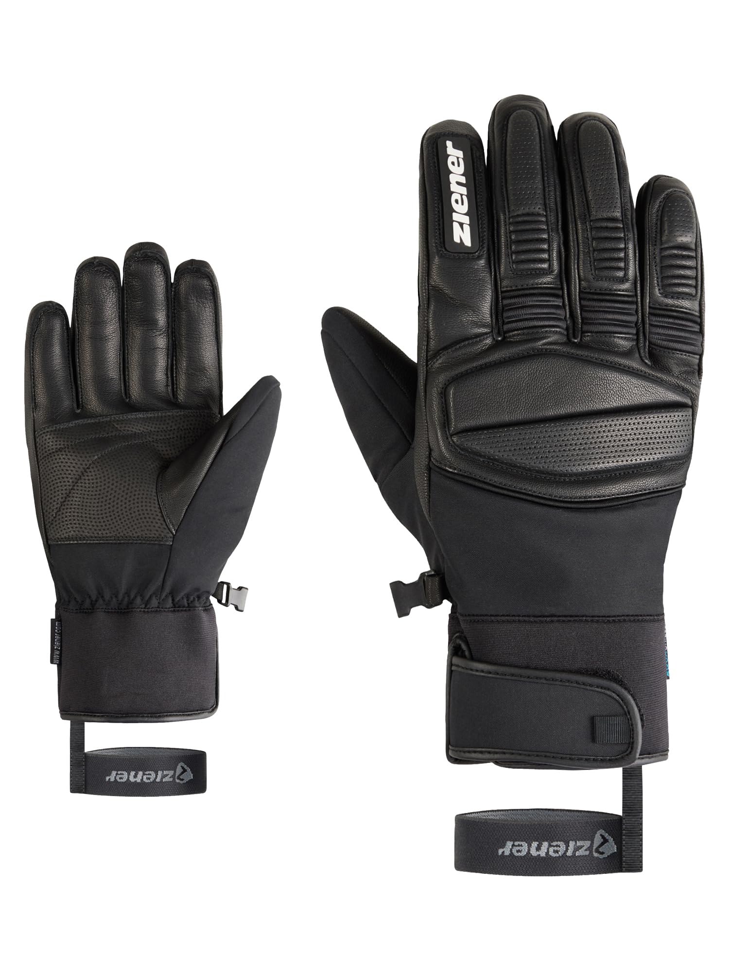 Ziener Gomin-Z Gants de Ski/Sports d'hiver pour Homme - Imperméables - Paume en Cuir - sans PFC - Noir - Taille 10