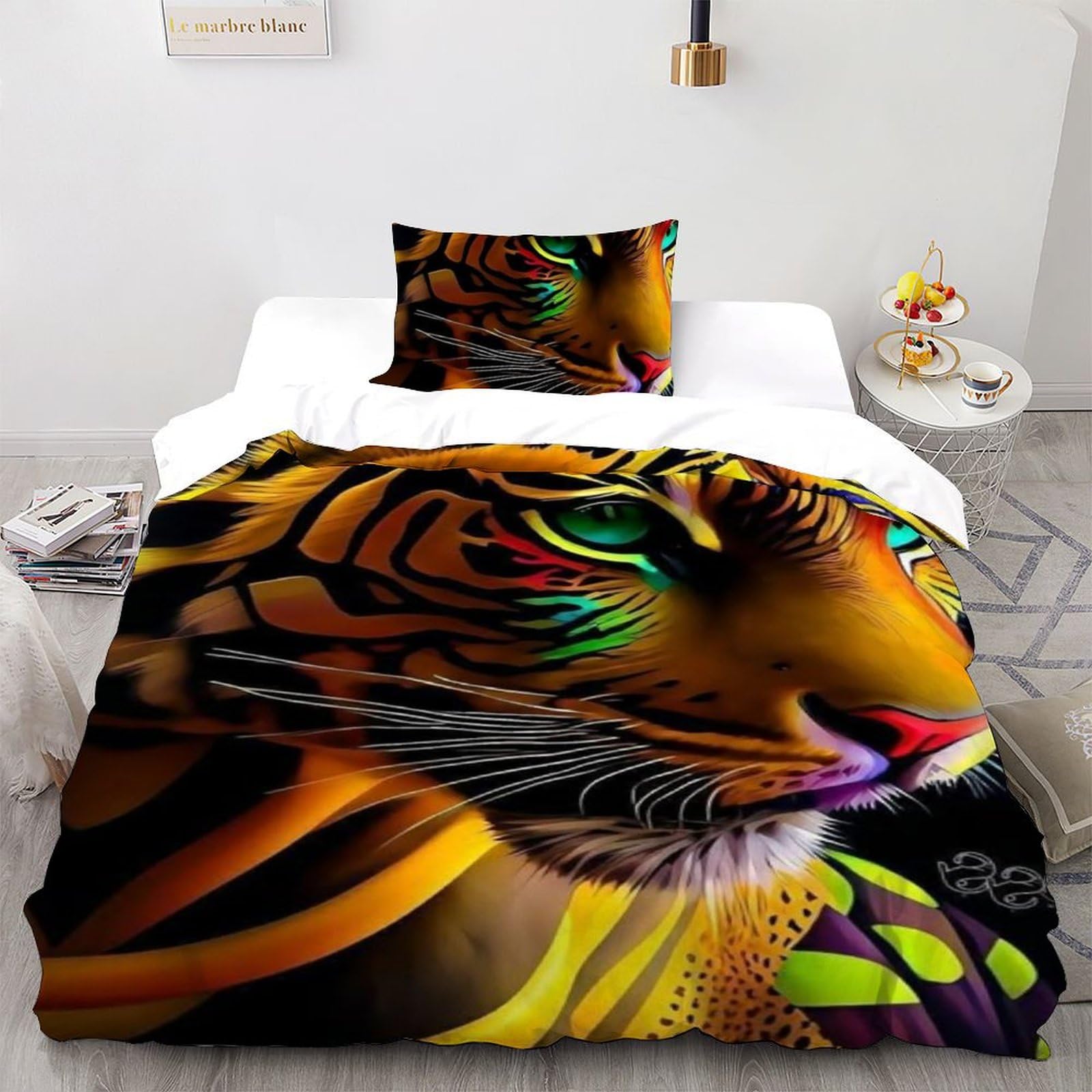 Housse de couette tigre literie microfibre imprimé 3D single
