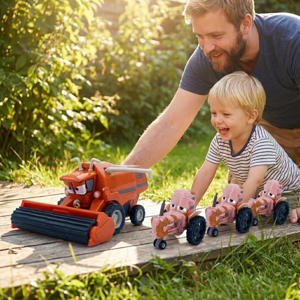 4PCS Portable Small Toy Car 1:55 Diecast Model Metal Body Racers for Preschool Kids 3+ Year Boy Gift (Orange+3Pink)