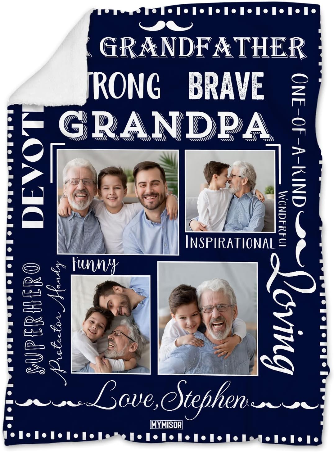 MYMISOR Personalized Grandpa Blanket from Grandson Fleece Warm Blanket for