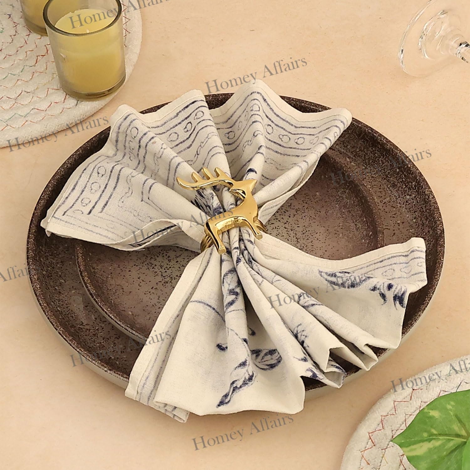 Reindeer Napkin Rings | Versatile Napkin Holder for Dining Table for Christmas and Dinner| Ideal for Kitchen Napkins, Paper Napkins, and Tissue Holder | Set of 6