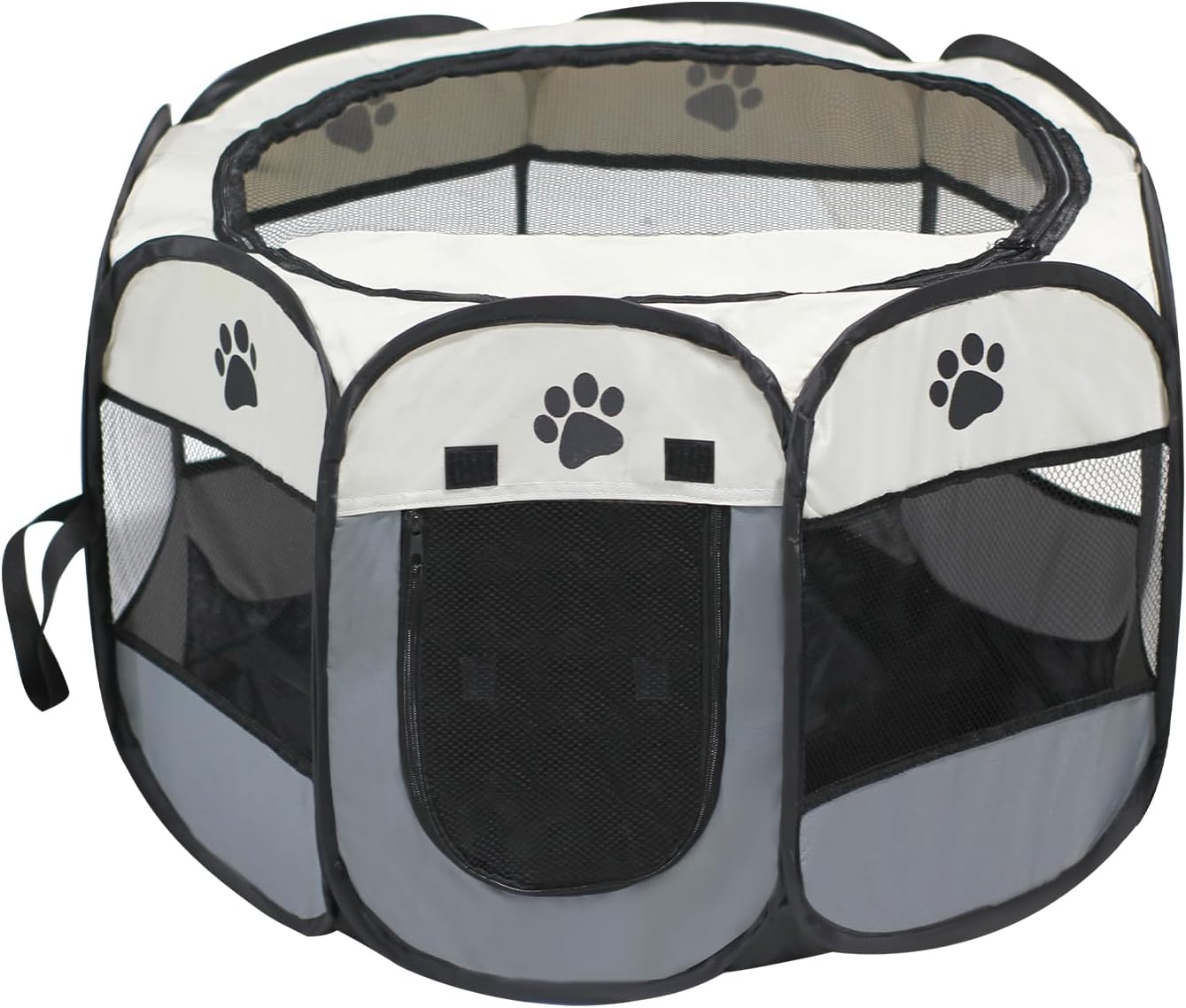 ASFANES Cat Dog Playpen, Puppy Pet Playpen Indoor for Small Dog Crate Tent Cage Outdoor, Portable Pop Up Dogs Enclosure Kennel with Carrying Case for Dogs/Cats/Rabbits Grey.