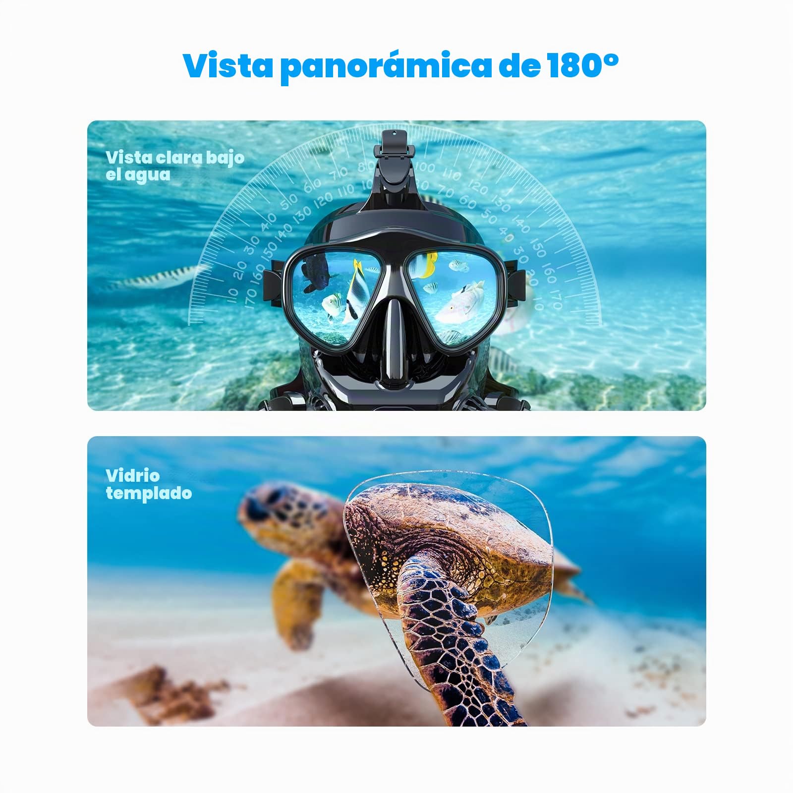 SMACO Máscara de buceo de cara completa con soporte para cámara, máscara de esnórquel de cara completa para adultos compatible con S400/S400 Plus/S400 Pro/S700 Tanque de buceo, kit de máscara de buceo