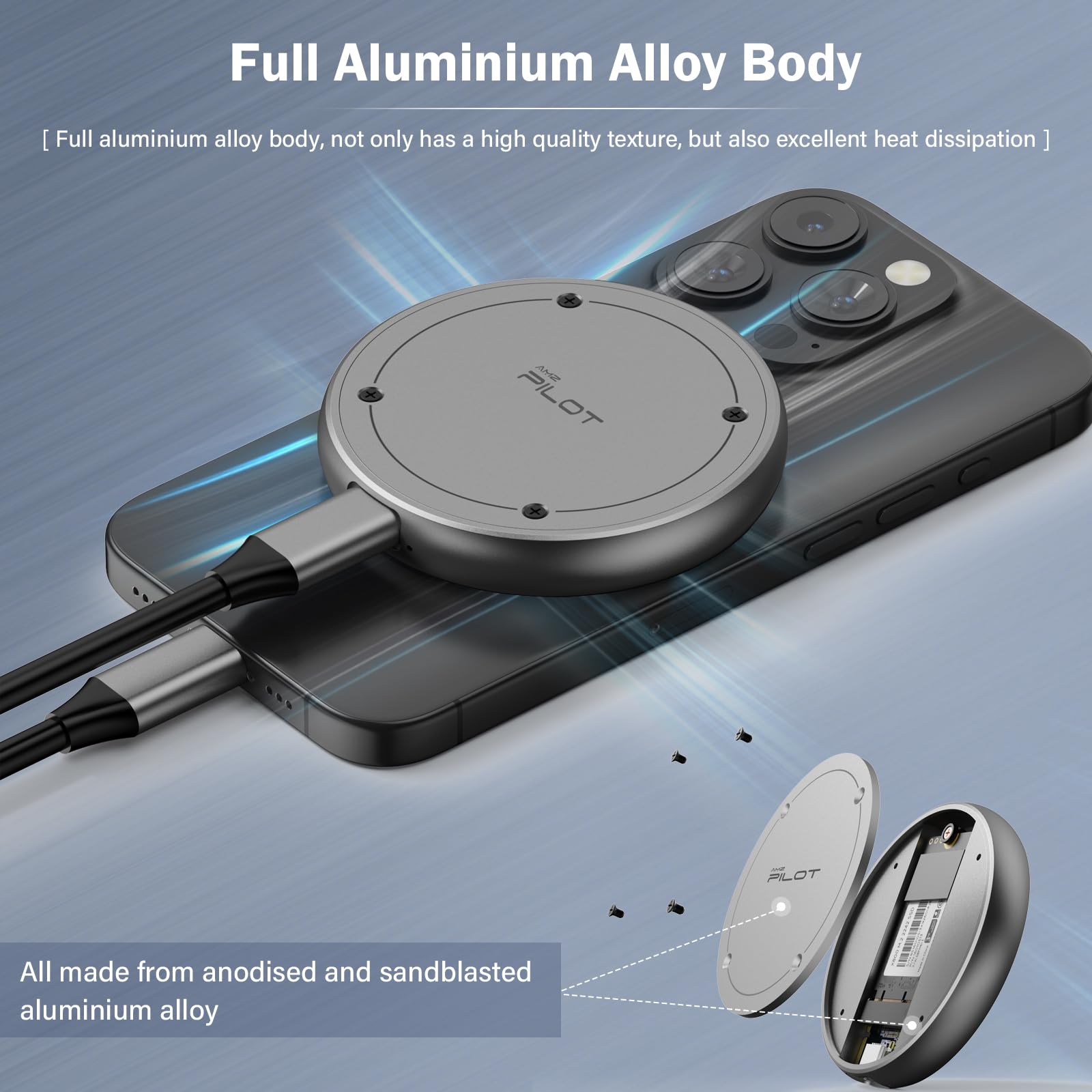 AMZPILOT Magnetic M.2 2230 2242 NVMe SSD to USB C Enclosure
