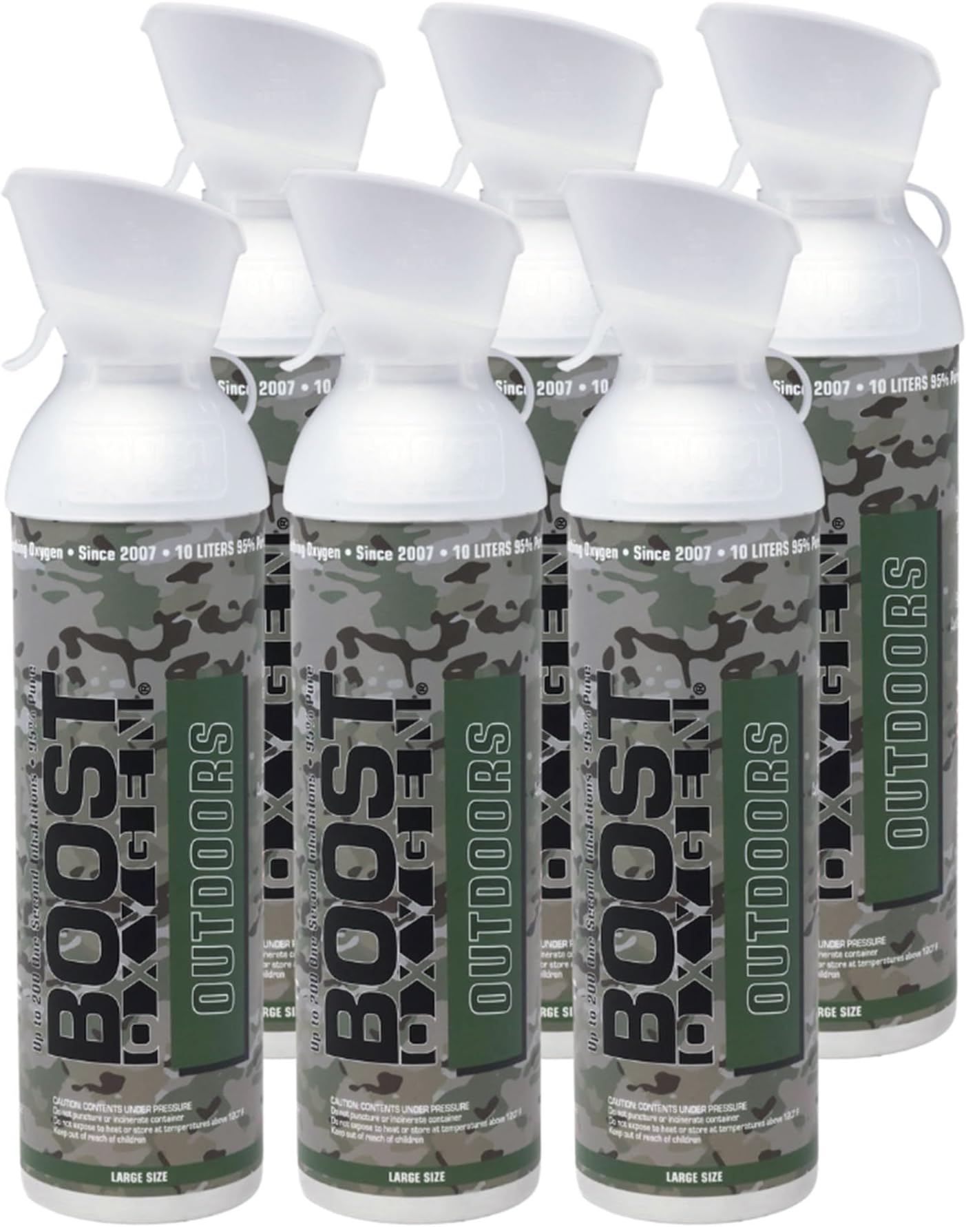 Boost Oxygen Pure Pocket Sized Oxygen Supplement Portable Canister (10L) - Special Camo Edition (6 Pack)