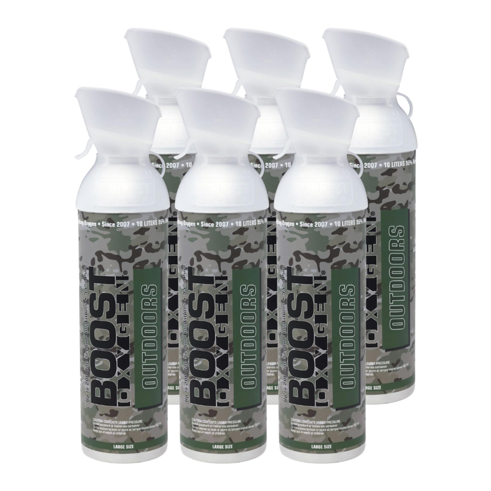 Boost Oxygen Large Outdoors Natural Aroma 10 Liter Canister | Respiratory Support for Aerobic Recovery, Altitude, Performance and Health (6 Pack)