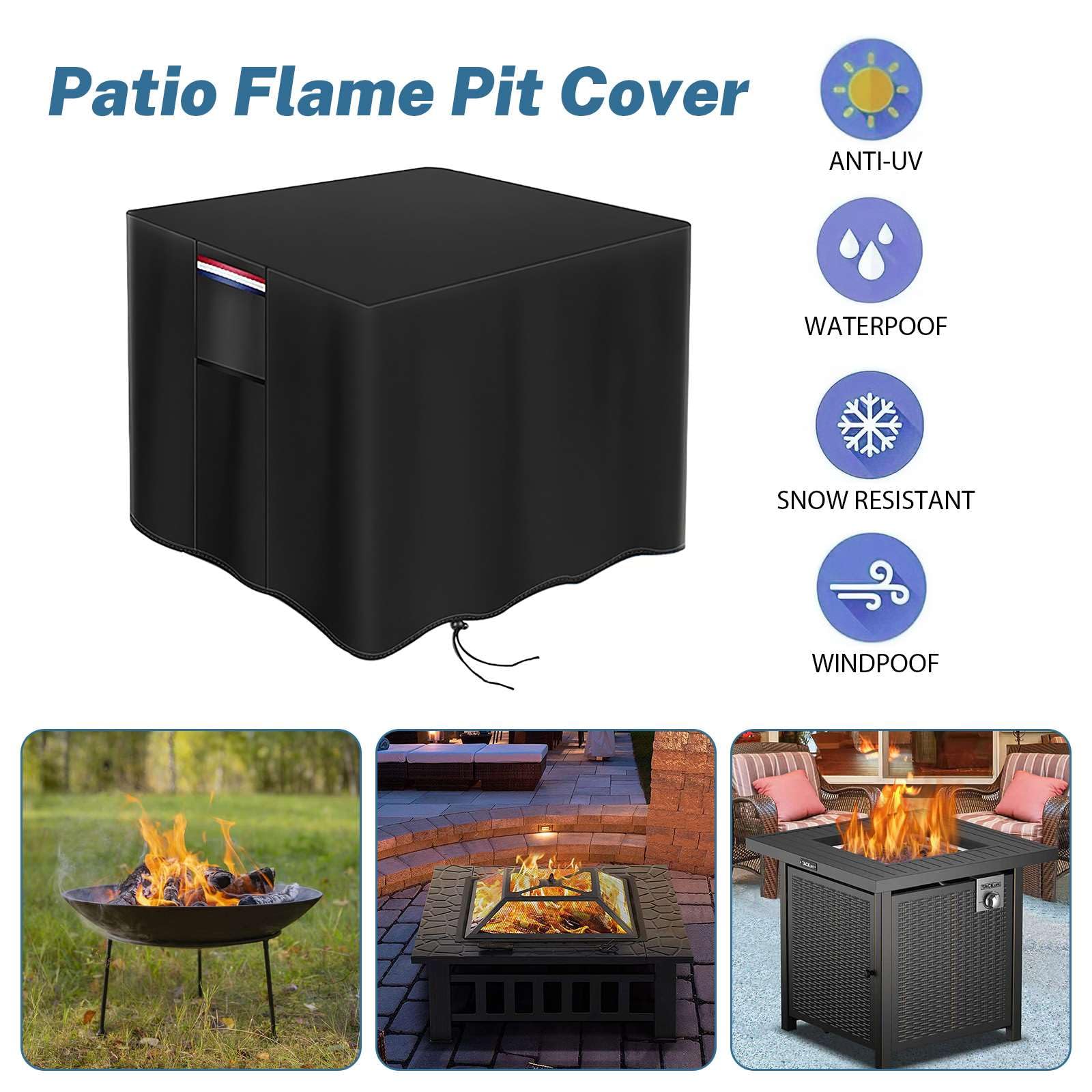 Schutzhülle für Feuerstelle, rechteckig, 71 x 63,5 cm, Oxford-Stoff, Silberbeschichtung, 420D, wasserdicht, rechteckig, für Feuerschale, Grillabdeckung