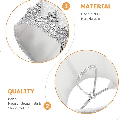 Miniatura 5 de Uonlytech Pantalla de lámpara de tela plateada con clip de arpillera pequeña, pantalla de lino para mesa, lámpara de pared, sala de estar,