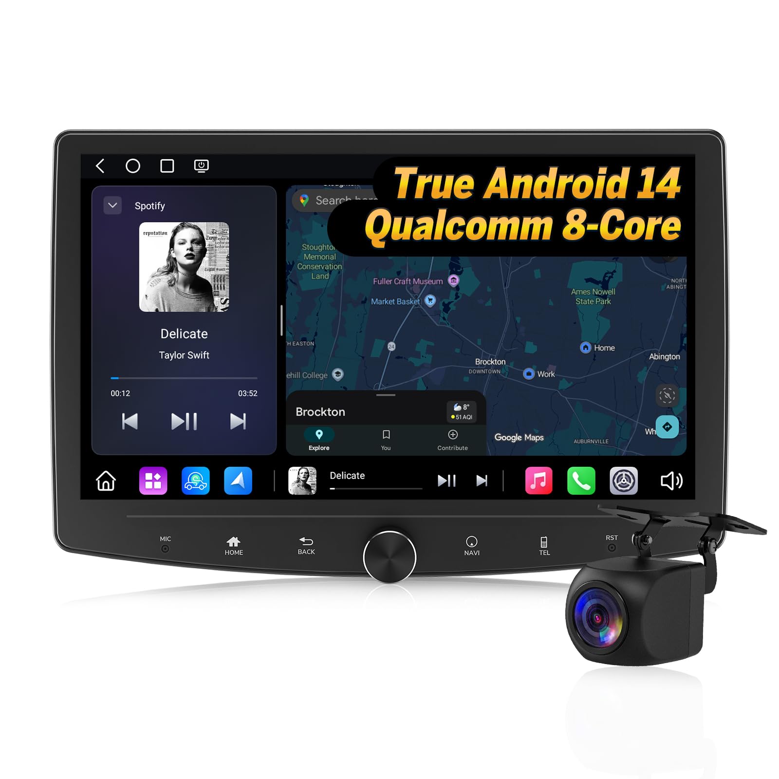 Eonon 10,1" Android 14 Radio Stéréo Double Din GPS 4G LTE CarPlay Android Auto MirrorLink Bluetooth DSP USB SWC Support Caméra de Recul Autoradio UX7SK-PLUS