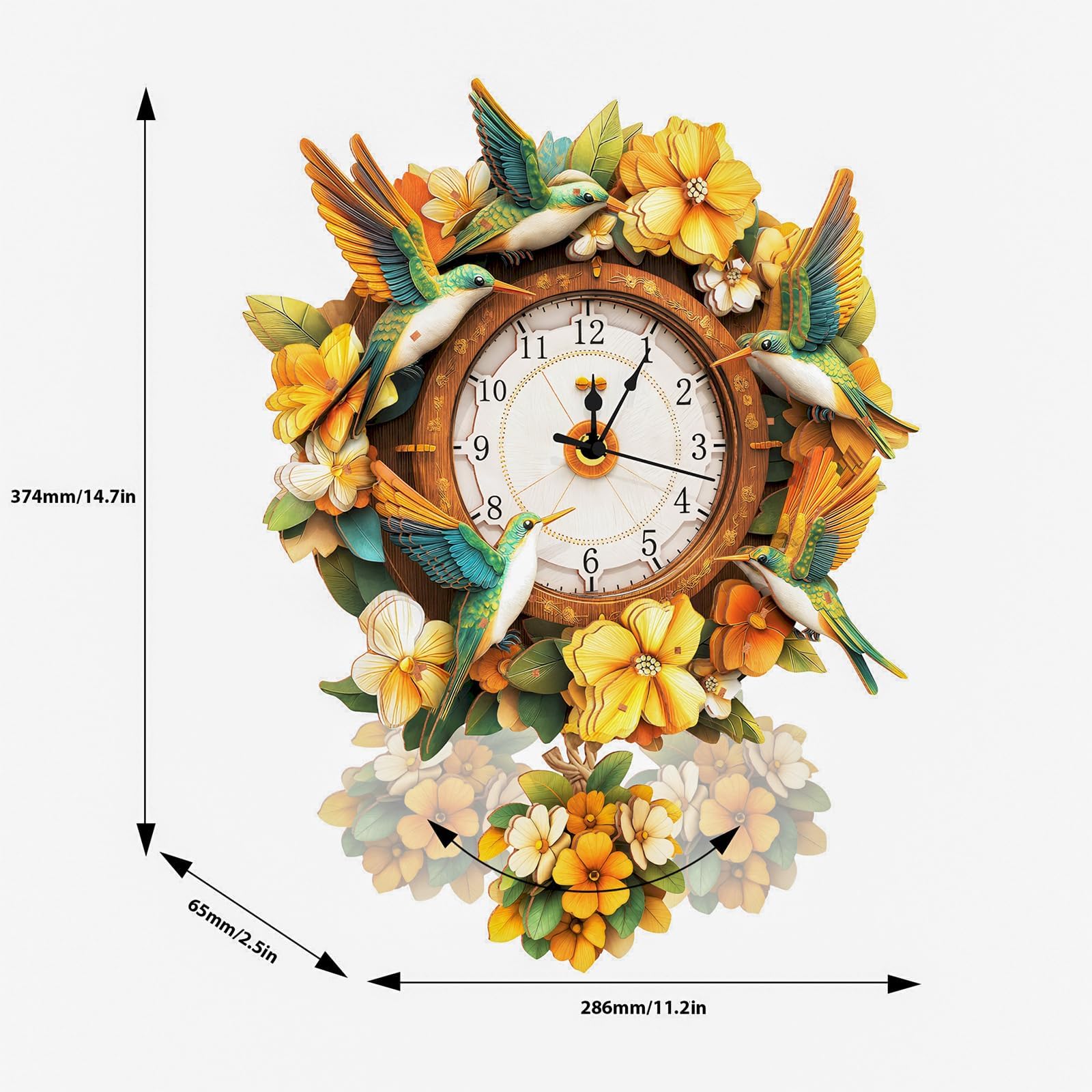 Casse-tête 3D en bois pour adultes, couronne mécanique, colibri, horloge murale en bois pour adultes, kits d'artisanat pour hommes et femmes, décoration d'intérieur unique