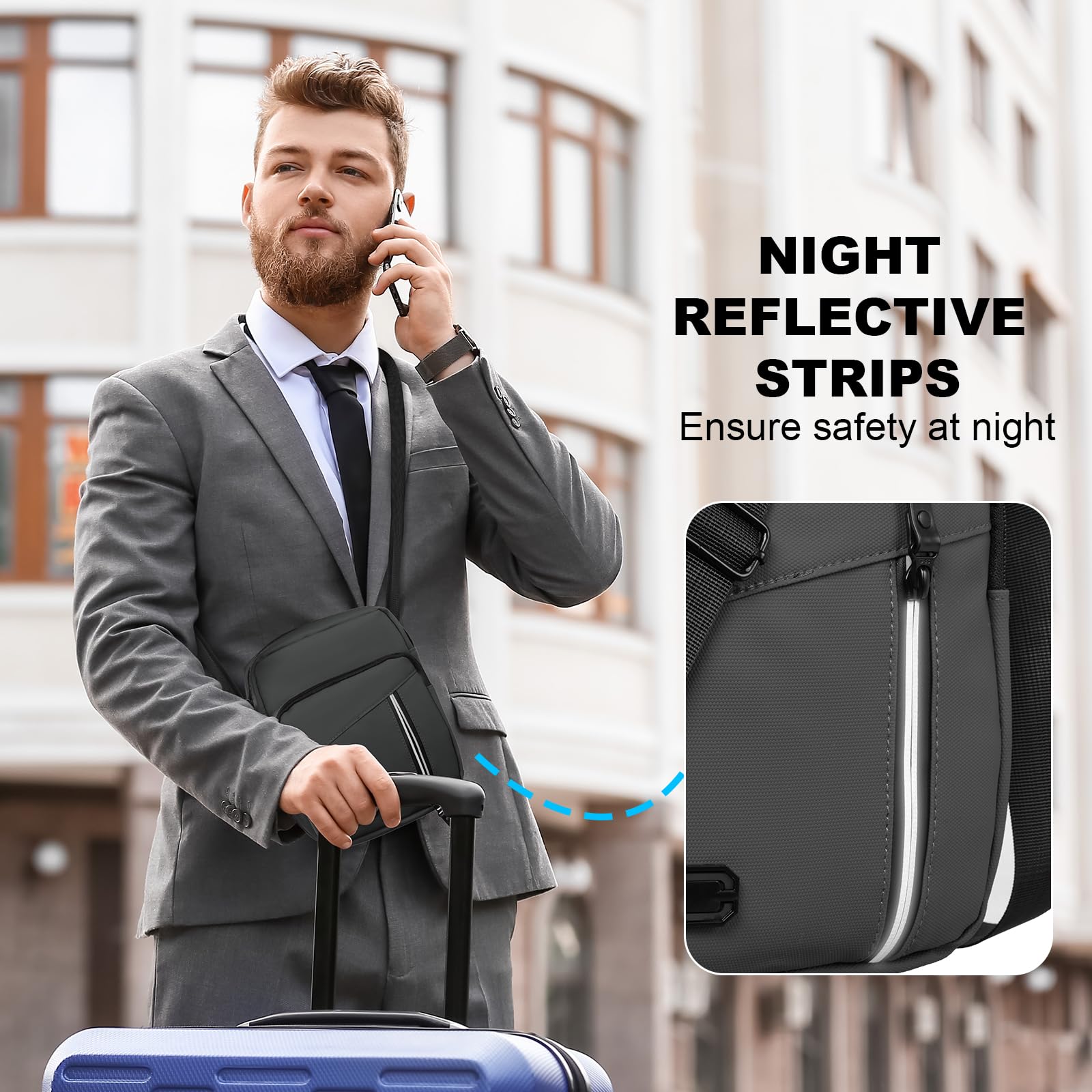 Aucuu Borsello Tracolla Casuale da Uomo, Borsa a Spalla di Grande Capacità, Messenger Impermeabile, Multitasche per Lavoro Viaggio Quotidiano