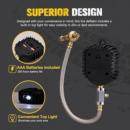 Miniatura 5 de BUNKER INDUST Medidor digital de presión de neumáticos, calibre de aire resistente de 0-250 PSI para automóvil, camión y vehículo todoterreno,