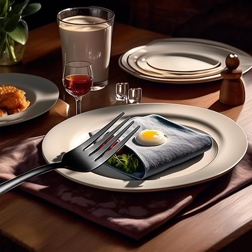 Miniatura 6 de Black Forks - Juego de cubiertos de 6 piezas, tenedores de acero inoxidable, tenedores pulidos con espejo, juego de cubiertos de tenedores