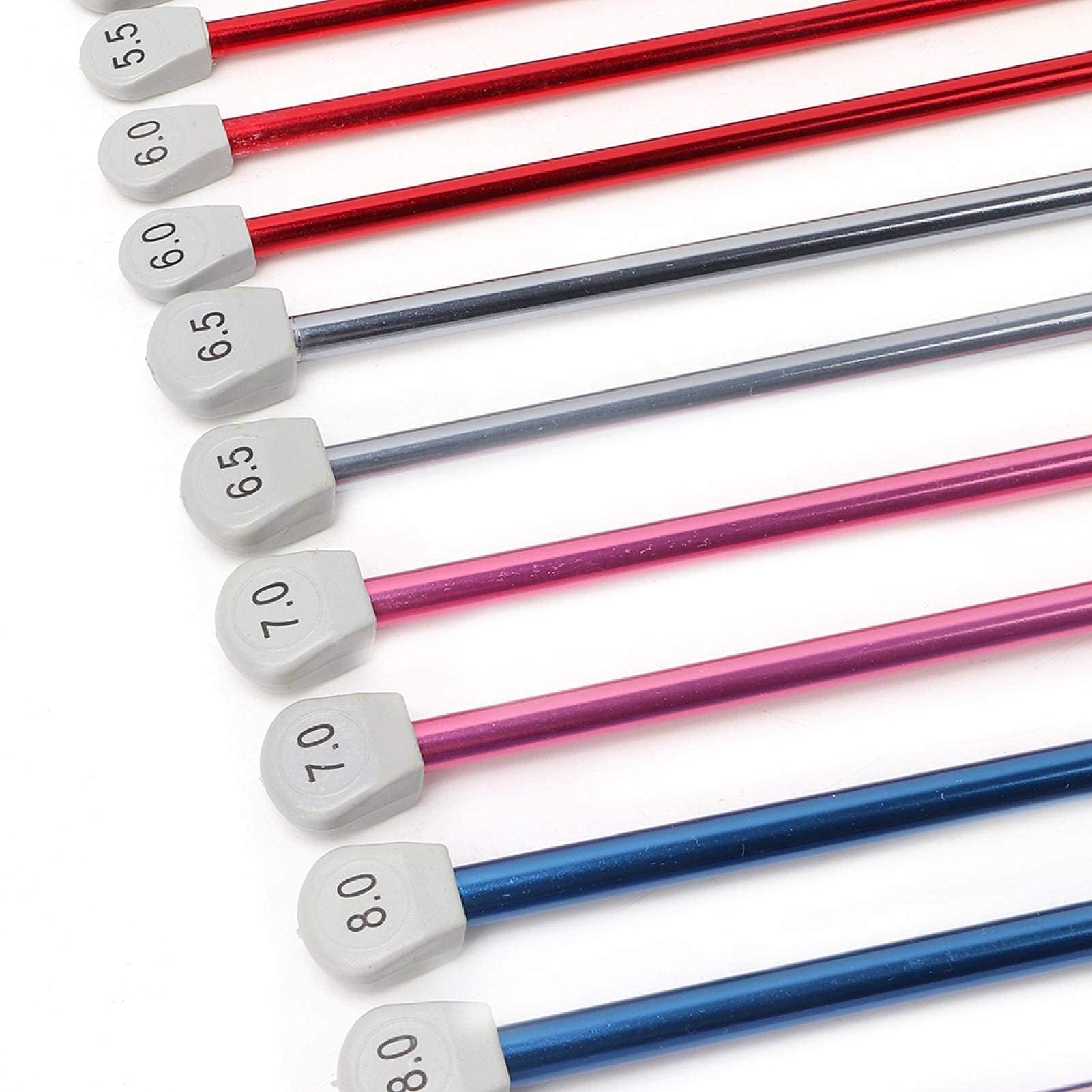 Juego de 15 pares de agujas de tejer de aluminio rectas, kit de una punta para principiantes, grosores de 2 mm a 12 mm para bricolaje (35 cm)