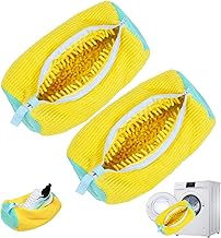 Xan Concept Shoe Washing Machine Bag with Invisible Rust-Free Side Zipper Reusable Laundry Bag for Sneakers Socks Lingerie Bras Blouses Durable Fabric Shoe Cleaner (Pack of 1) Yellow