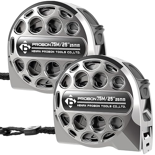 2 reglas métricas retráctiles de acero inoxidable anticorrosión de 24.6 ft25 pies, cinta métrica de acero inoxidable resistente al desgaste, escala