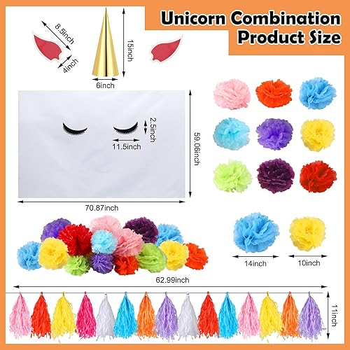 Miniatura 2 de Yuxung Juego de 40 piezas de decoración de unicornio para maletero o golosinas, kit de decoración de tronco de Halloween o golosinas, arco de