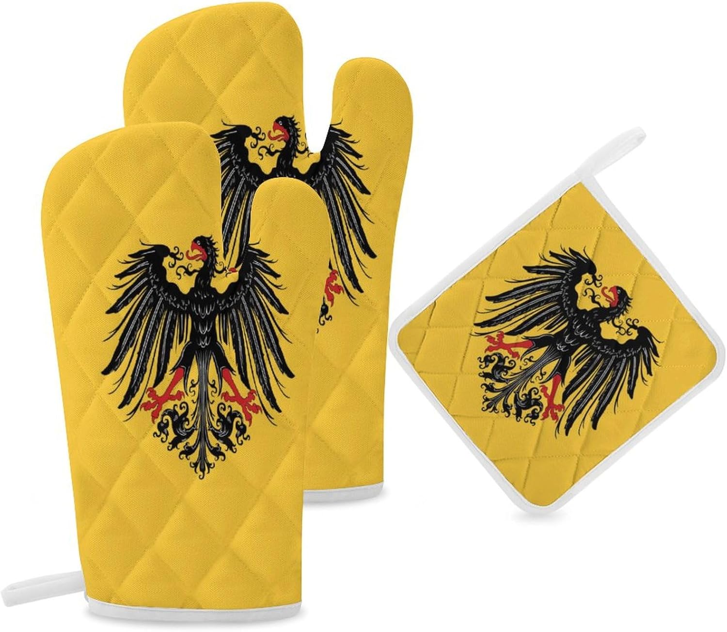 Historical Flag of Holy Roman Empire Print Oven Mitts and Pot Holders 3 Piece Sets Heat Resistant Gloves Hot Pads Potholders for Kitchen Baking Cooking