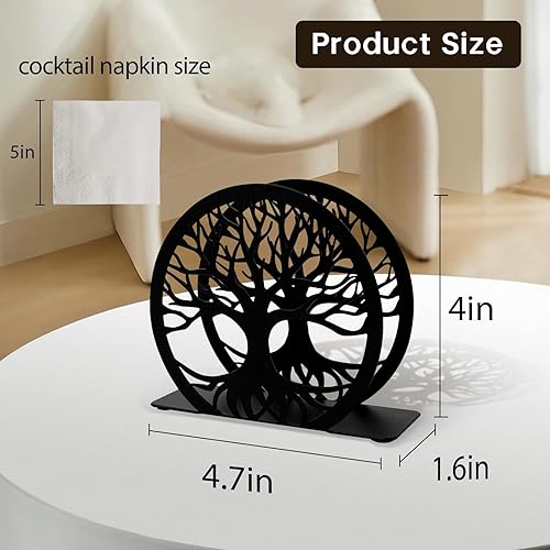 Miniatura 3 de MSJGA Servilletero para mesa de comedor, servilletero vertical de acero inoxidable para cocina y encimera, moderno soporte de papel de metal negro