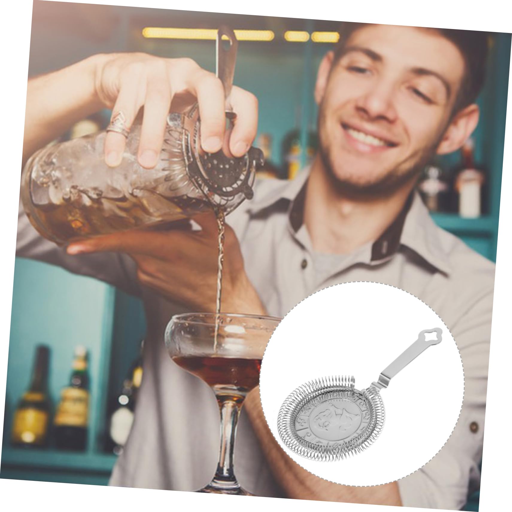 UKCOCO 3piezas Colador De Cóctel De Acero Inoxidable Filtro Ergonómico Para Bebidas Para Hogar y Bar Fácil Limpieza y Uso Profesional