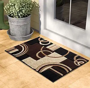 GLORY RUGS Area Rug 2x3 Door Mat Brown Geometric Soft Floor Carpet with Premium Fluffy Texture for Indoor Living Dining Room and Bedroom Area