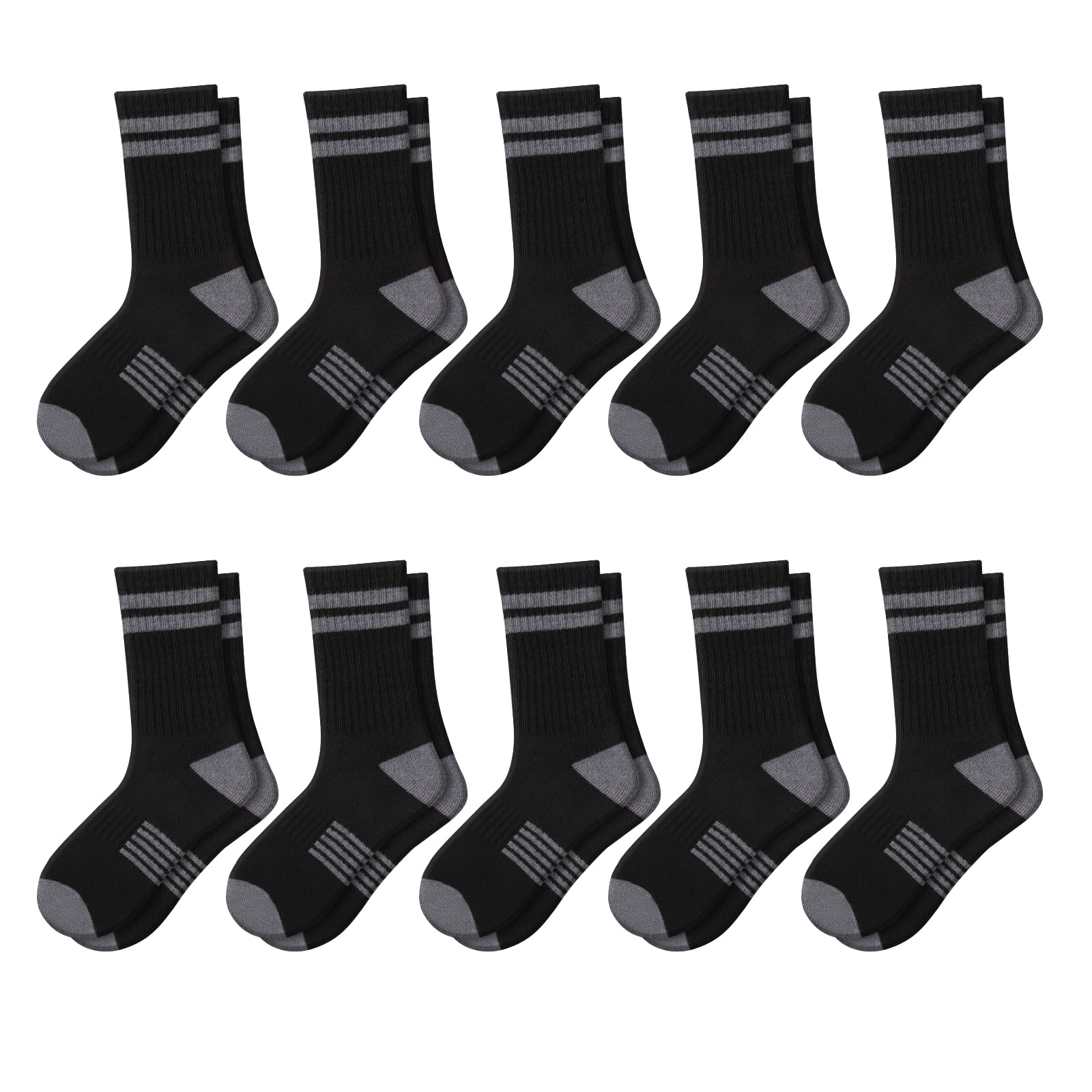 Comfoex 10 pares de calcetines deportivos largos para niños de 4 a 6, 6 a 8, 8 a 10 años, para deportes de pantorrilla, medio acolchado