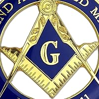 Vista 5 de Prince Hall Free Accepted Masons Emblema masónico azul y dorado para automóvil