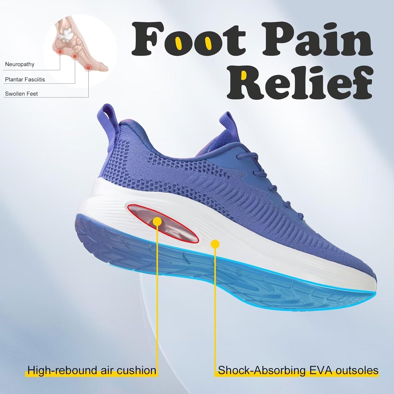 ZYEN Wide Toe Box Shoes Women Air Cushion Road Running Shoes Extra Wide Width Sneakers Arch Support Gym Athletic Tennis Sneakers Lightweight Breathable Walking Shoes - Image 3