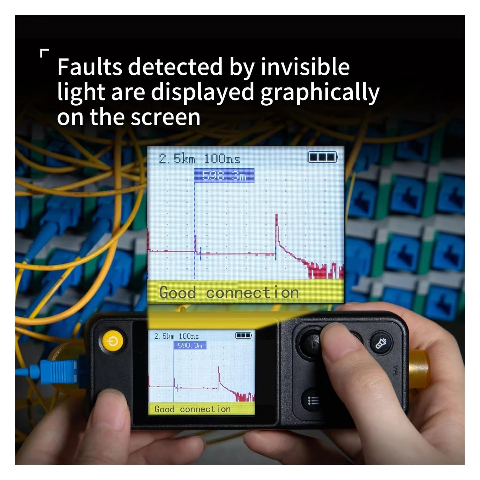 Détecteur De Défauts Optiques Avec Écran LCD, Mini Localisateur Visuel De Défauts OTDR, Testeur De Point D'arrêt De Fiber Optique À 20KM Erreur faible