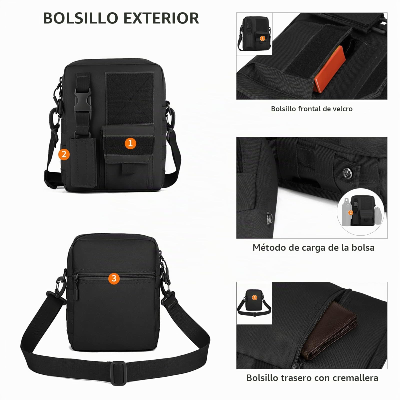 Huntvp Táctical Mochila de Bandolera Impermeable para Senderismo Ciclismo Caza