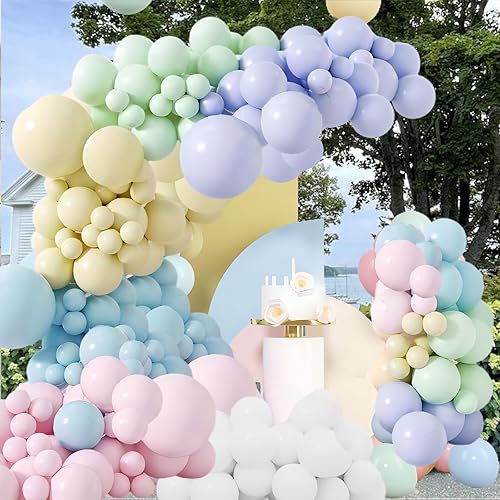 Infloral Guirnalda de globos macarrón arco iris de 17pies para unicornio mágico, pastel, baby shower, fiesta de cumpleaños, cabina de fotos, fondo,