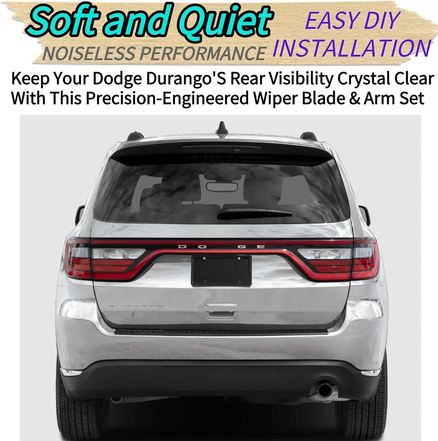 Rear Wiper Blade Arm Replacement for Dodge Durango 2011-2025 2024 2023 2022 2021 2020 2019 2018 2017 Fit SXT SRT 392 GT R/T Hellcat Plus Premium Citadel Models Rear Back Windshield Wiper Blade Set