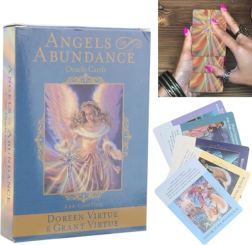 Miniatura 8 de bouti1583 Angels of Abundance Oracle Cards 44 cartas, exquisitas cartas de tarot ligeras de tamaño pequeño, seguras y ecológicas, fáciles de