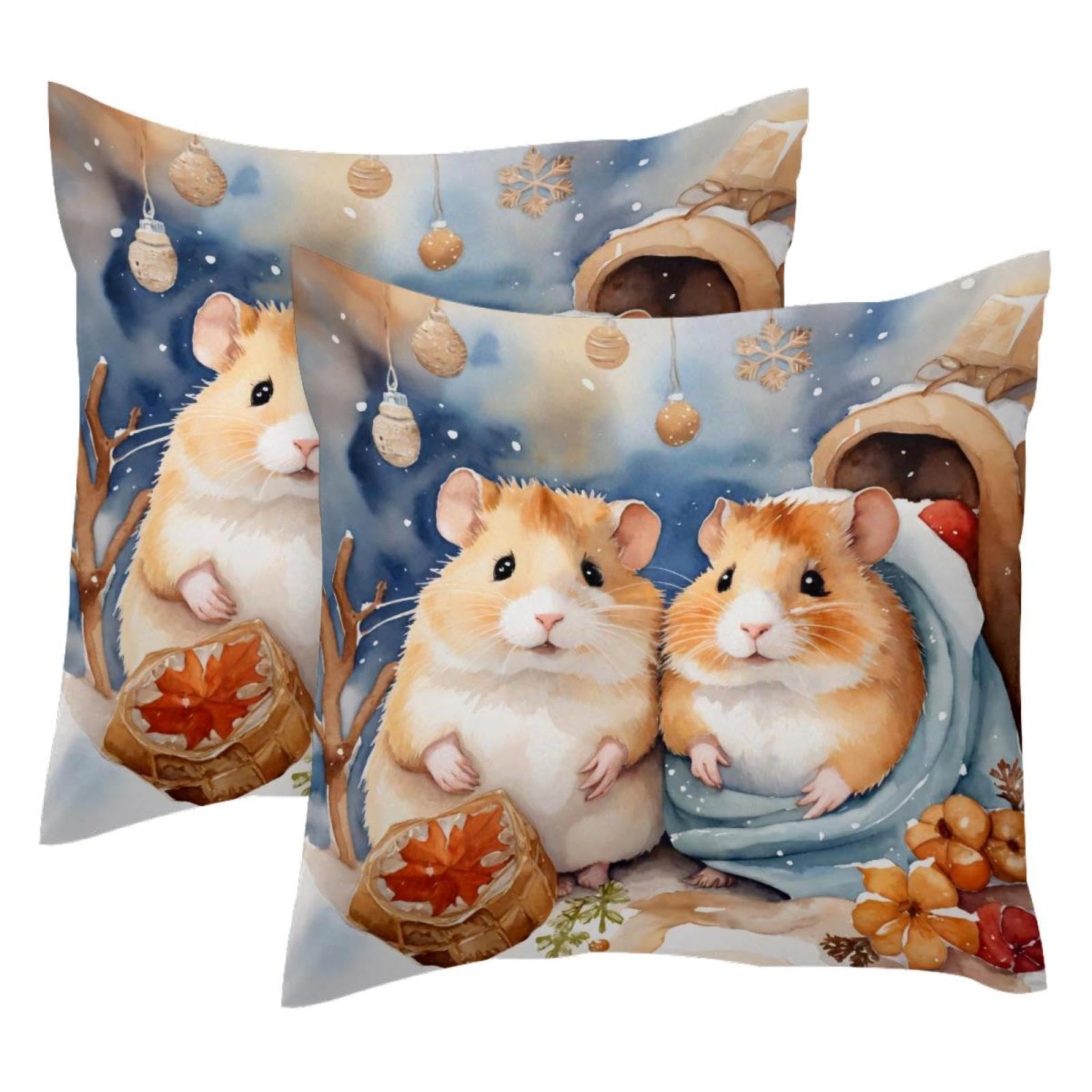 Housse de coussin en velours doux au motif aquarelle chic