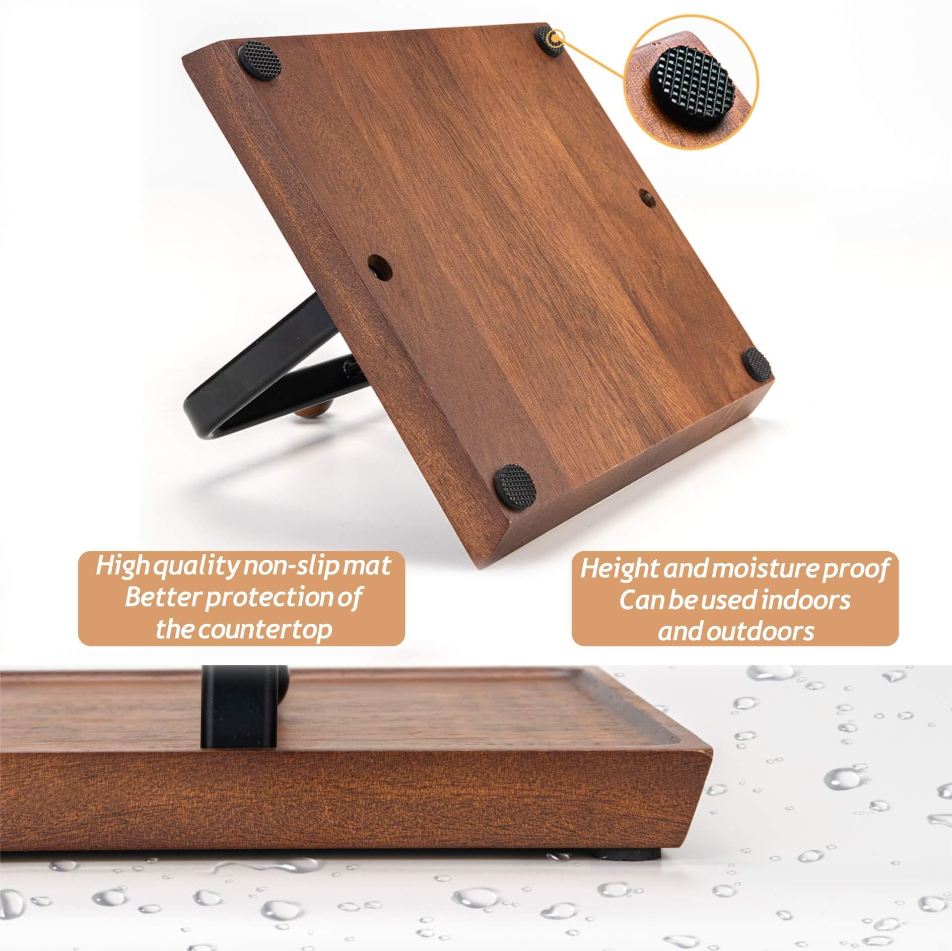 Servilletero para mesa, servilleteros de madera para servilletas de papel, servilletero de cóctel, servilletero plano de madera con brazo y asa para cocina, hotel, cafetería, bar