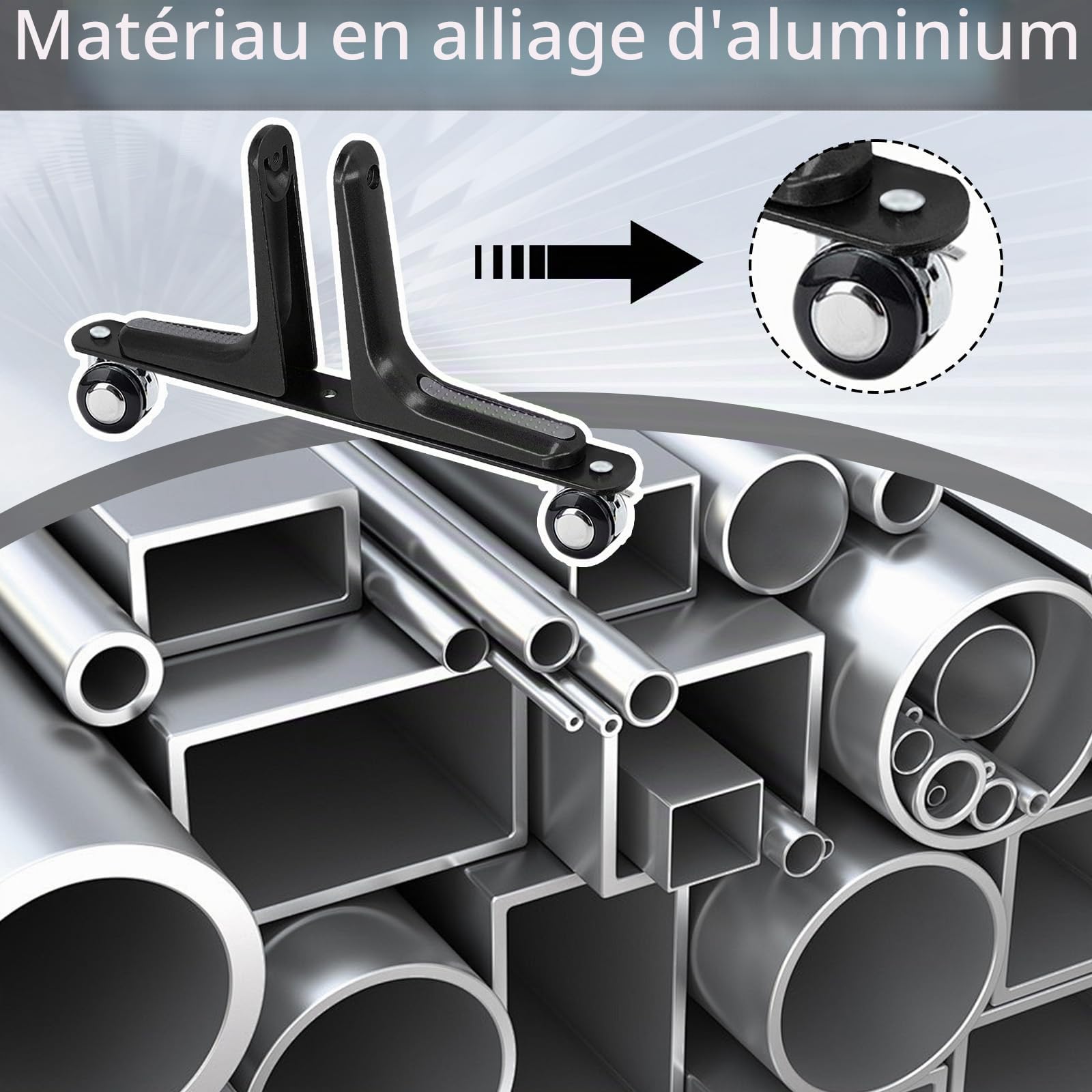 Pieds de Cloison de Separation Interieur, Lot de 2 Supports de Separation de Piece Intérieur avec Roue Universelle en Alliage Pieds de Séparation Réglables de 1 à 6 cm de Large pour Bureau