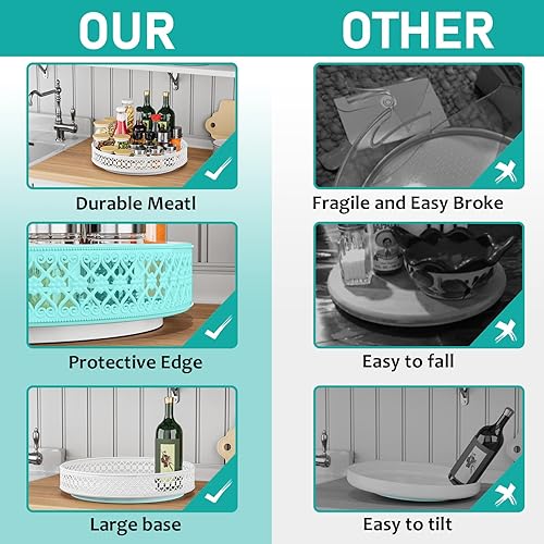 Miniatura 7 de Ovicar Lazy Susan - Organizador giratorio de 11 pulgadas, estante de especias giratorio de metal Lazy Susan para gabinete, despensa, cocina,